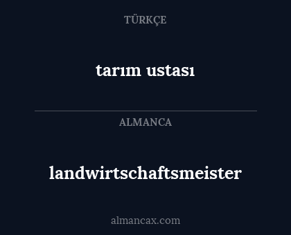 tarım ustası - landwirtschaftsmeister