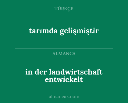 in der landwirtschaft entwickelt - tarımda gelişmiştir