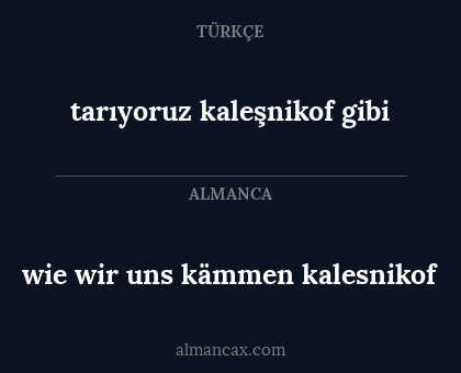 wie wir uns kämmen kalesnikof - tarıyoruz kaleşnikof gibi