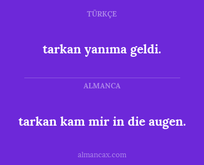 tarkan kam mir in die augen. - tarkan yanıma geldi.