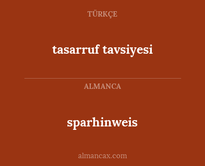 sparhinweis - tasarruf tavsiyesi