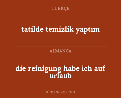 die reinigung habe ich auf urlaub - tatilde temizlik yaptım
