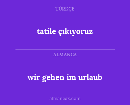 tatile çıkıyoruz - wir gehen im urlaub