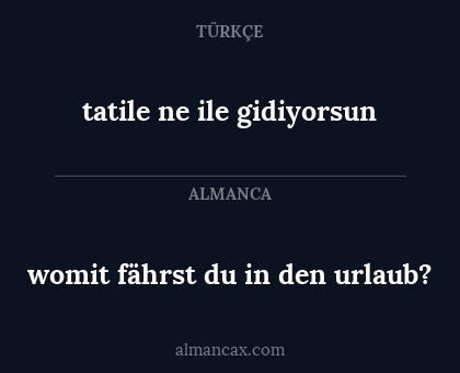 womit fährst du in den urlaub? - tatile ne ile gidiyorsun