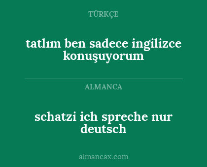 tatlım ben sadece ingilizce konuşuyorum - schatzi ich spreche nur deutsch
