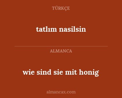 tatlım nasilsin - wie sind sie mit honig