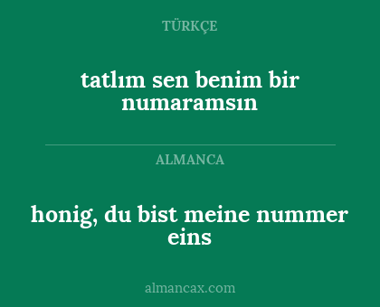 honig, du bist meine nummer eins - tatlım sen benim bir numaramsın