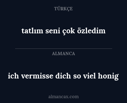 tatlım seni çok özledim - ich vermisse dich so viel honig