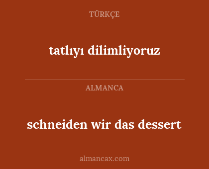 tatlıyı dilimliyoruz - schneiden wir das dessert
