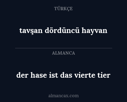 tavşan dördüncü hayvan - der hase ist das vierte tier