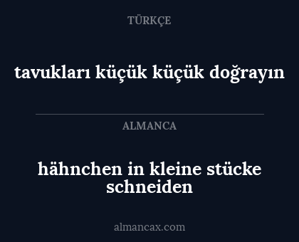 tavukları küçük küçük doğrayın - hähnchen in kleine stücke schneiden