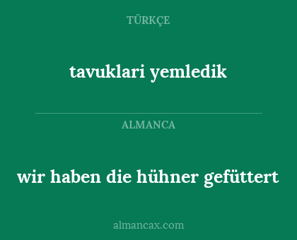 wir haben die hühner gefüttert - tavuklari yemledik