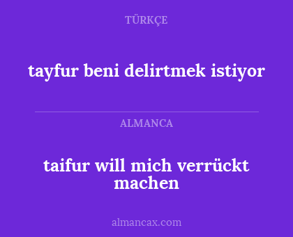 taifur will mich verrückt machen - tayfur beni delirtmek istiyor