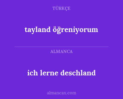 ich lerne deschland - tayland öğreniyorum