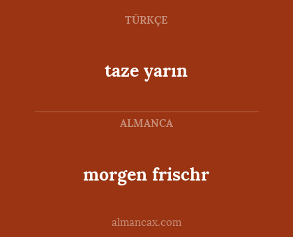 taze yarın - morgen frischr