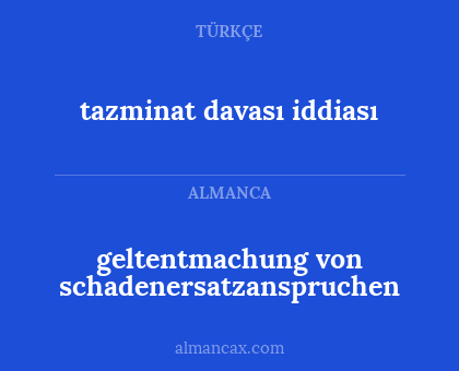 geltentmachung von schadenersatzanspruchen - tazminat davası iddiası