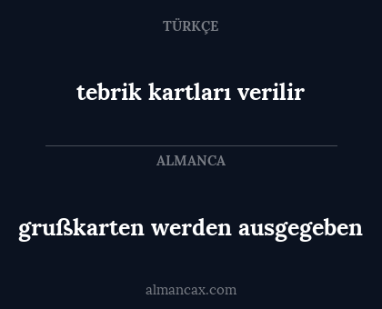 tebrik kartları verilir - grußkarten werden ausgegeben