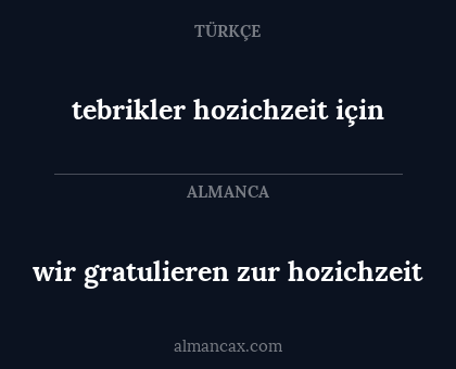 wir gratulieren zur hozichzeit - tebrikler hozichzeit için