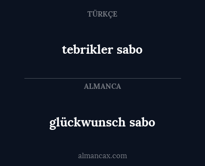 glückwunsch sabo - tebrikler sabo
