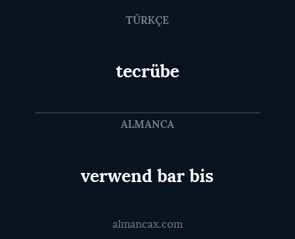 verwend bar bis - tecrübe