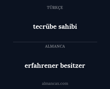 erfahrener besitzer - tecrübe sahibi