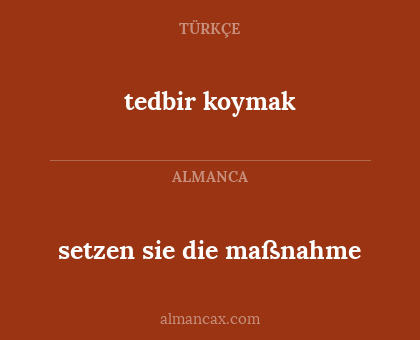 tedbir koymak - setzen sie die maßnahme