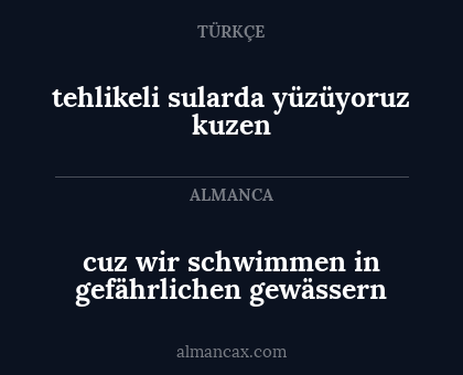 cuz wir schwimmen in gefährlichen gewässern - tehlikeli sularda yüzüyoruz kuzen