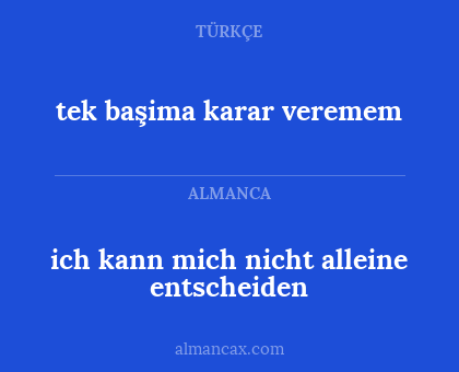 ich kann mich nicht alleine entscheiden - tek başima karar veremem