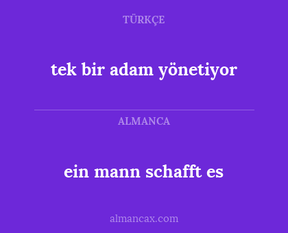 ein mann schafft es - tek bir adam yönetiyor