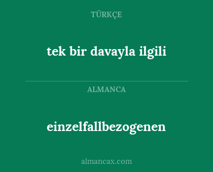 einzelfallbezogenen - tek bir davayla ilgili