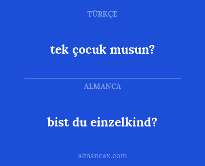 bist du einzelkind? - tek çocuk musun?