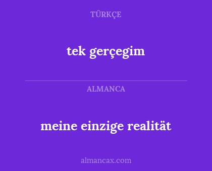 meine einzige realität - tek gerçegim