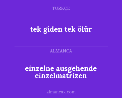 tek giden tek ölür - einzelne ausgehende einzelmatrizen