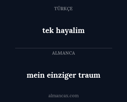 tek hayalim - mein einziger traum