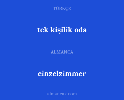 tek kişilik oda - einzelzimmer