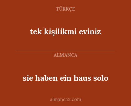 tek kişilikmi eviniz - sie haben ein haus solo