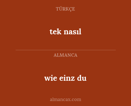 tek nasıl - wie einz du