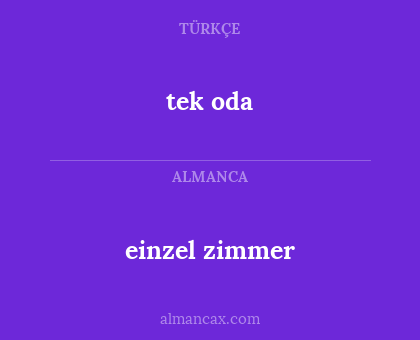 einzel zimmer - tek oda