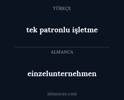 einzelunternehmen - tek patronlu işletme