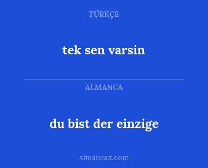 du bist der einzige - tek sen varsin