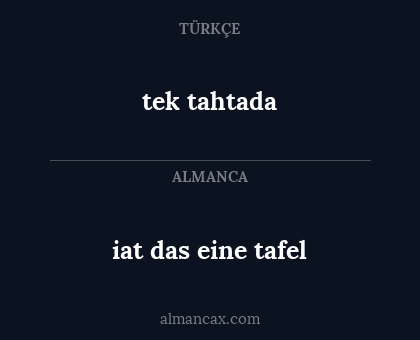 iat das eine tafel - tek tahtada
