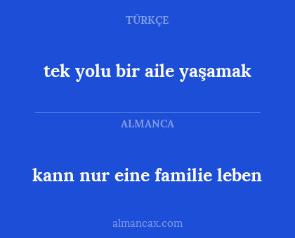 kann nur eine familie leben - tek yolu bir aile yaşamak