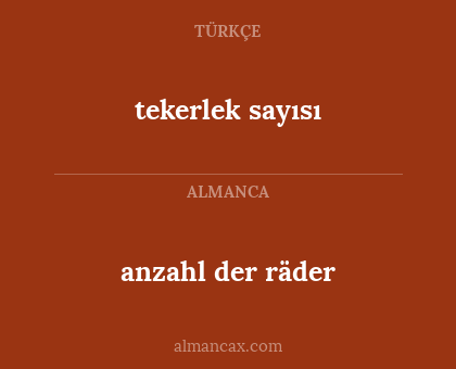 anzahl der räder - tekerlek sayısı