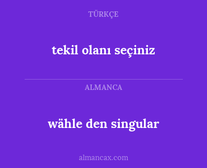 wähle den singular - tekil olanı seçiniz