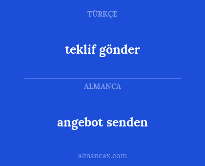 teklif gönder - angebot senden