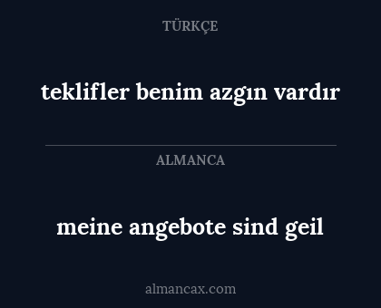 meine angebote sind geil - teklifler benim azgın vardır