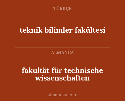 fakultät für technische wissenschaften - teknik bilimler fakültesi