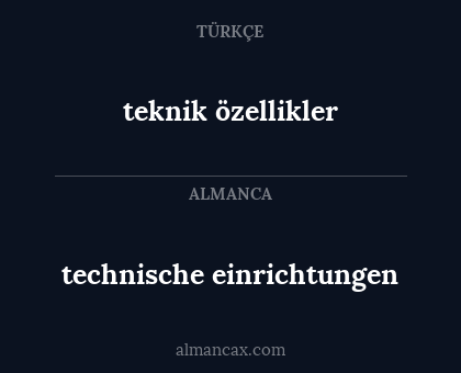 technische einrichtungen - teknik özellikler