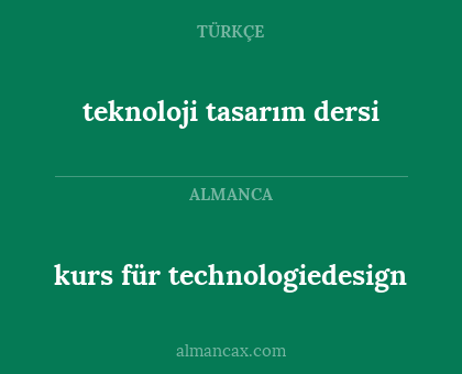 kurs für technologiedesign - teknoloji tasarım dersi
