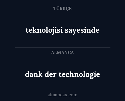 dank der technologie - teknolojisi sayesinde